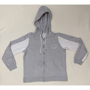 Ivory Ella Gray Full Zip Hoodie Sweatshirt Organic Cotton Elephant Logo Size M